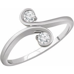 14K White Gold 1/5 CTW Natural Diamond Two-Stone Ring