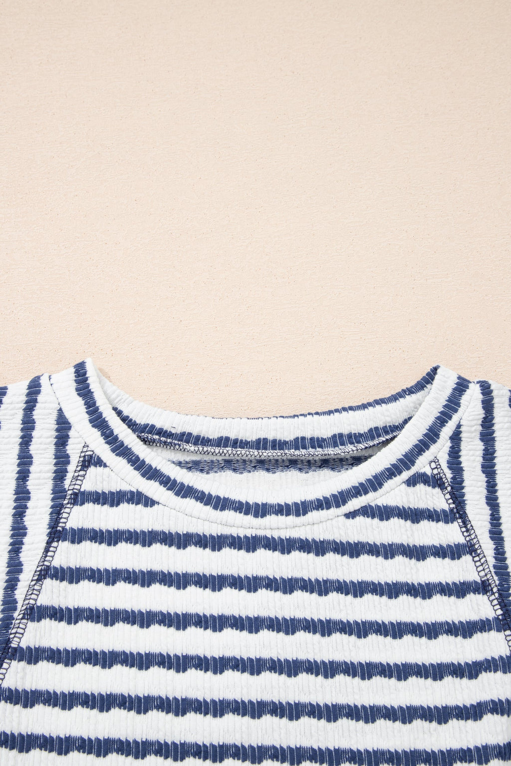 Stripe Textured Knit 3/4 Sleeve Top