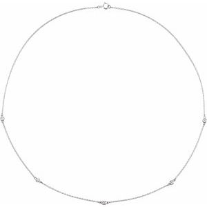 14K White Gold 1 CTW Natural Diamond 5-Station 18" Necklace