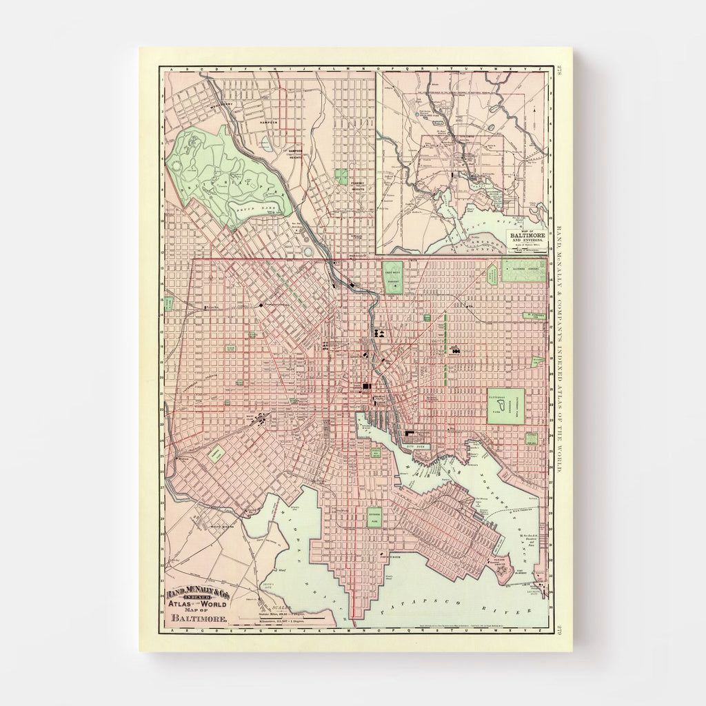 Vintage Map of Baltimore, Maryland 1897