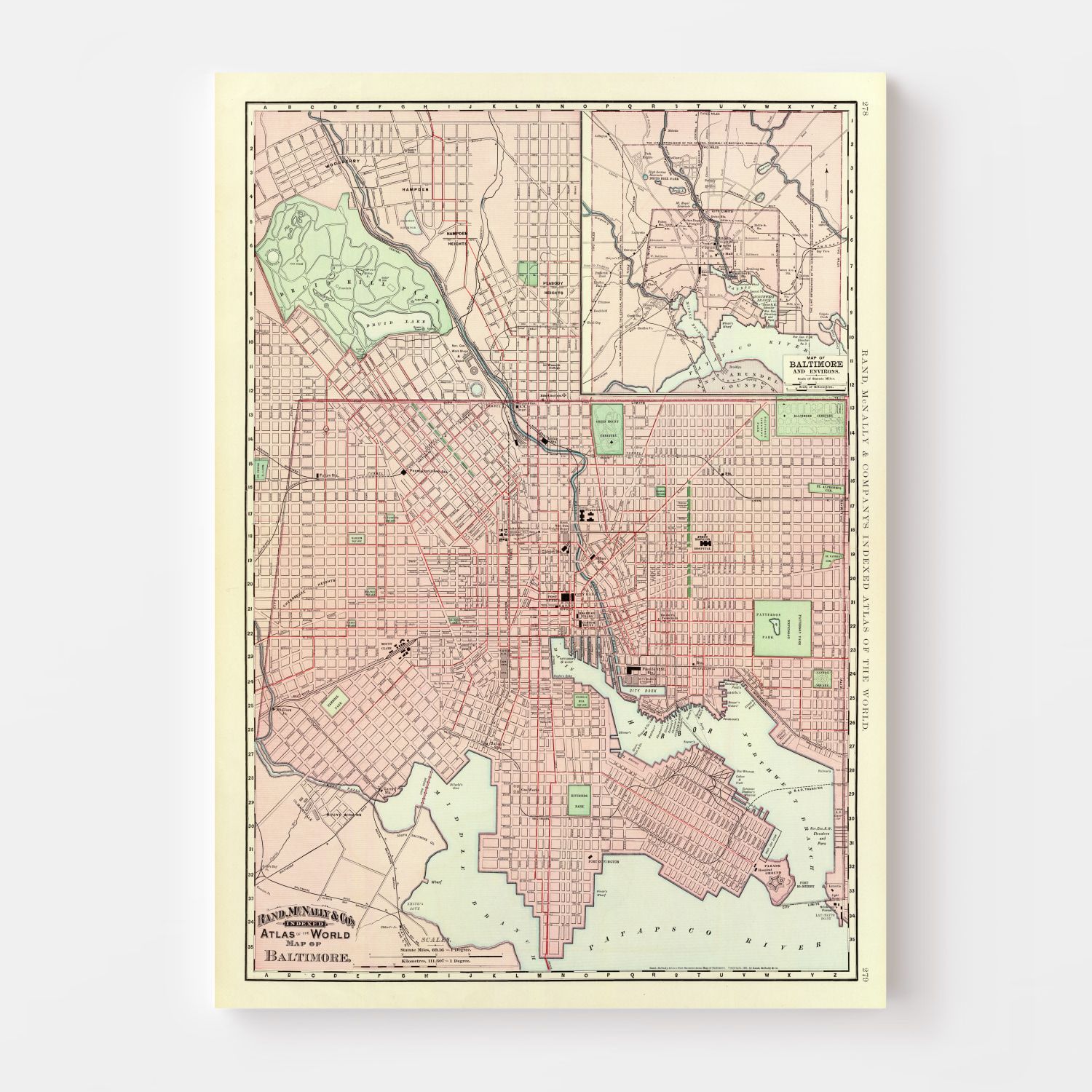 Vintage Map of Baltimore, Maryland 1897