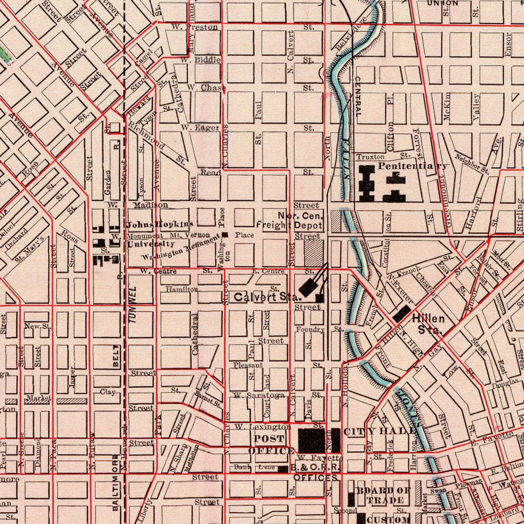 Vintage Map of Baltimore, Maryland 1897