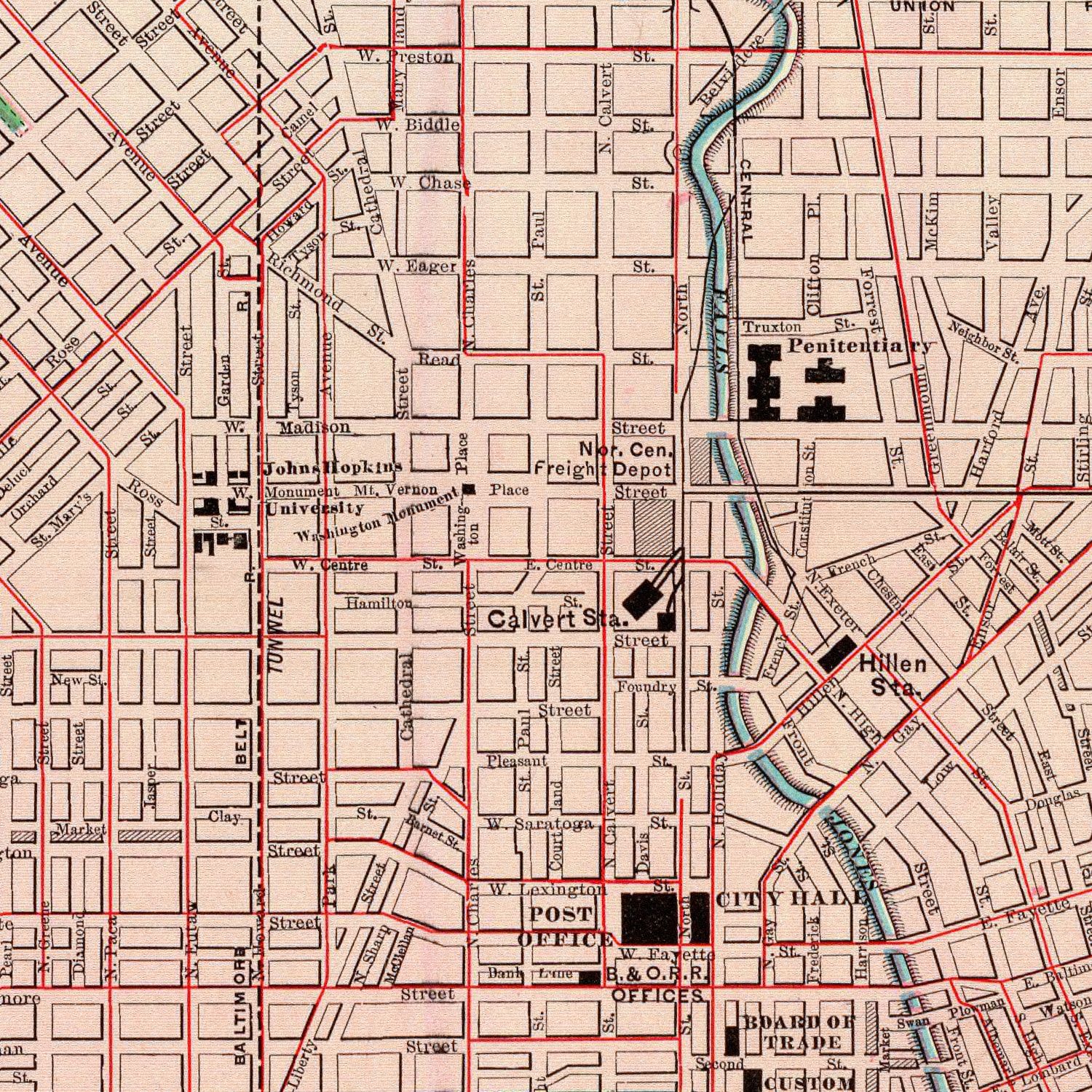 Vintage Map of Baltimore, Maryland 1897
