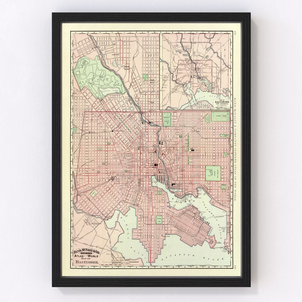 Vintage Map of Baltimore, Maryland 1897