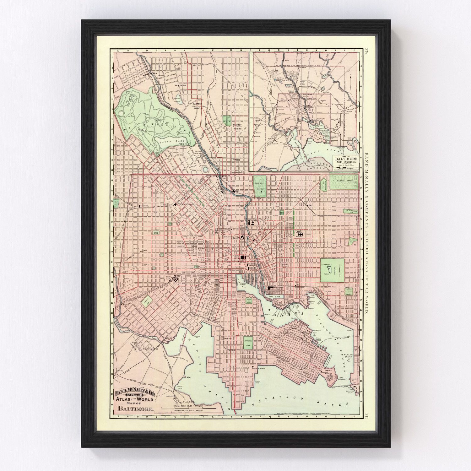 Vintage Map of Baltimore, Maryland 1897