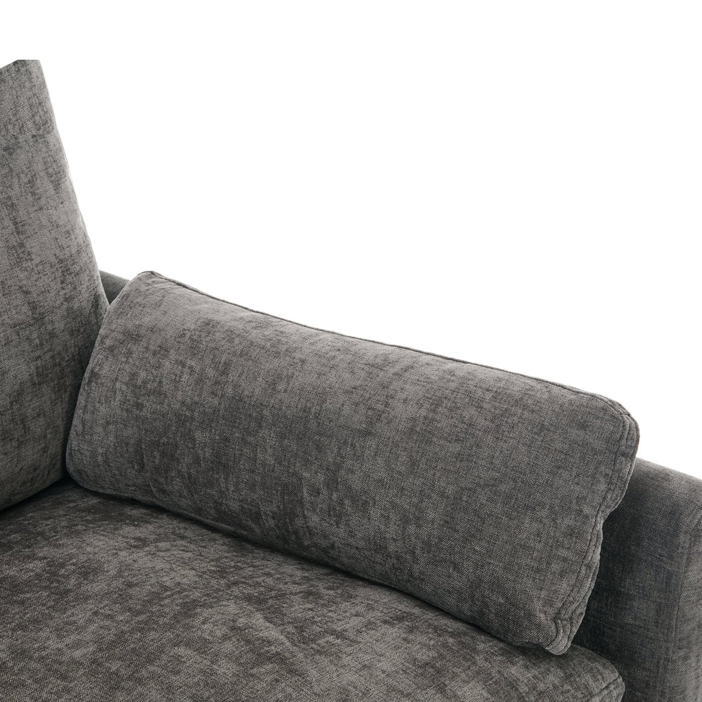 Cozy Upholstered Oversized 3-Seater Cloud Sofa with Double Cushion in Grey Chenille