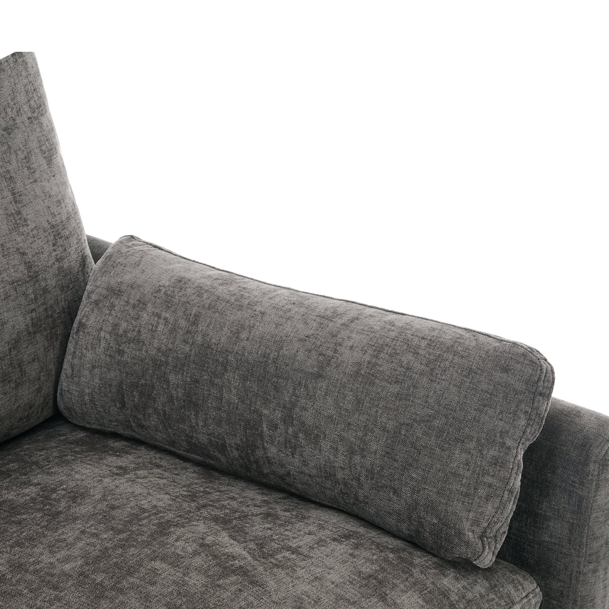 Cozy Upholstered Oversized 3-Seater Cloud Sofa with Double Cushion in Grey Chenille