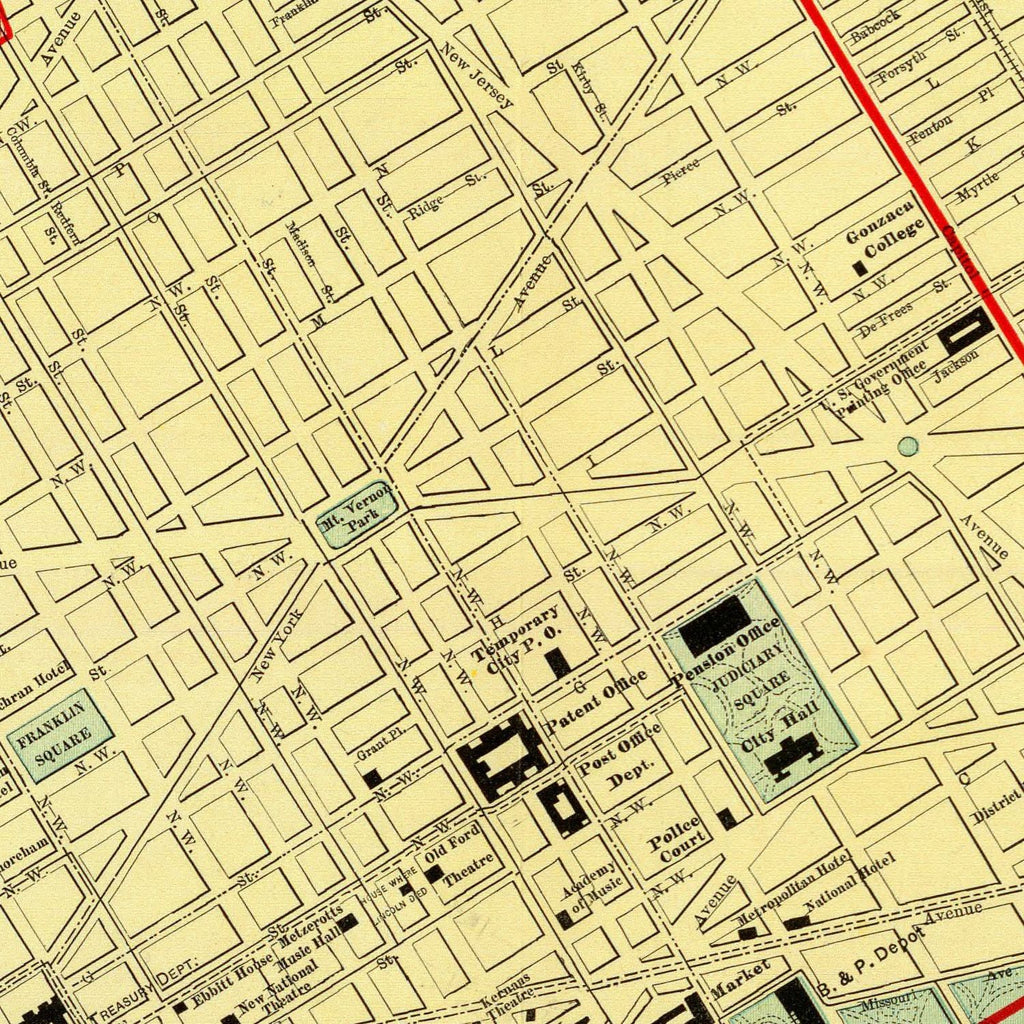 Vintage Map of Washington, DC 1897