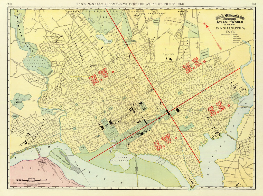 Vintage Map of Washington, DC 1897