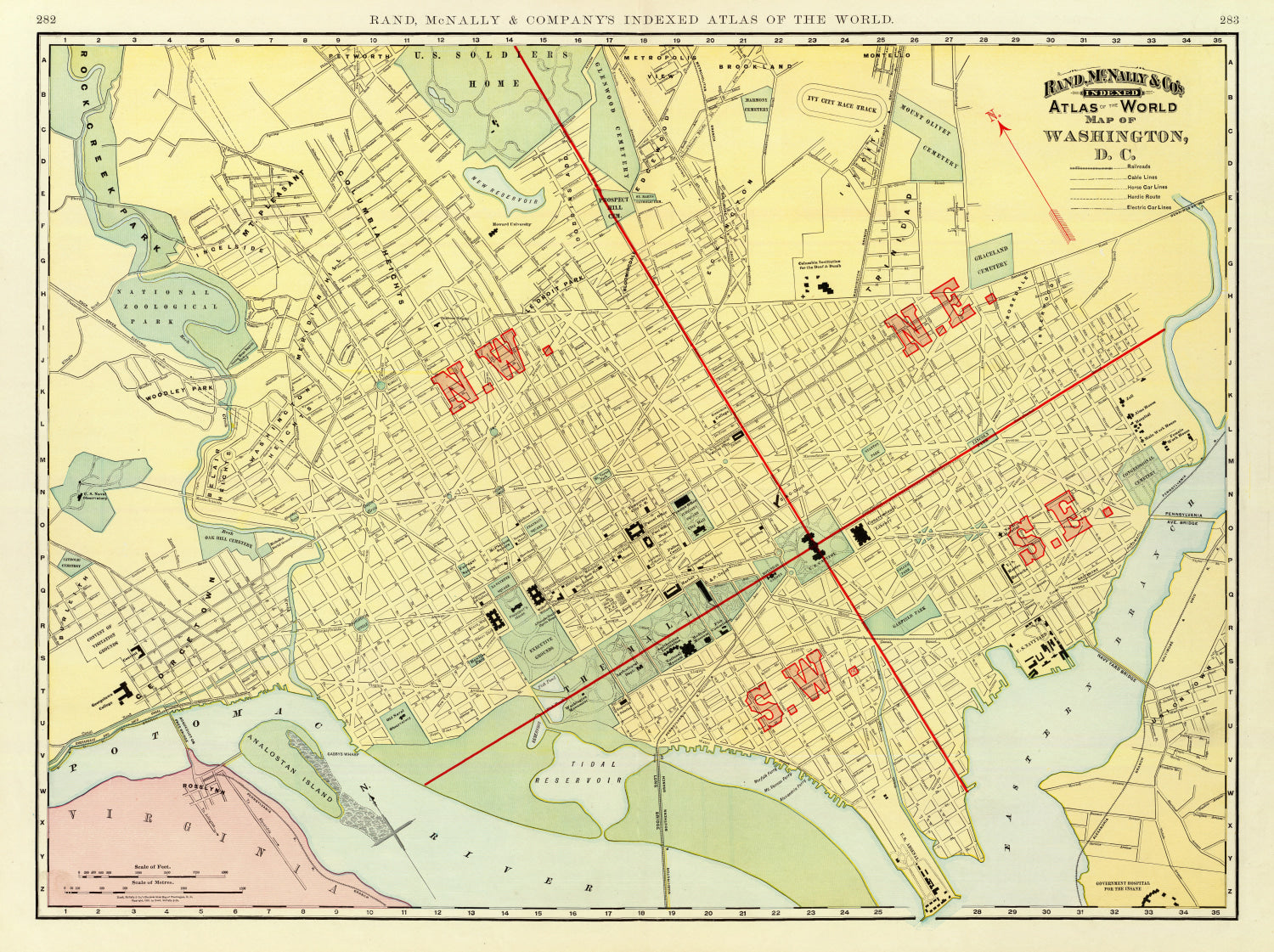 Vintage Map of Washington, DC 1897