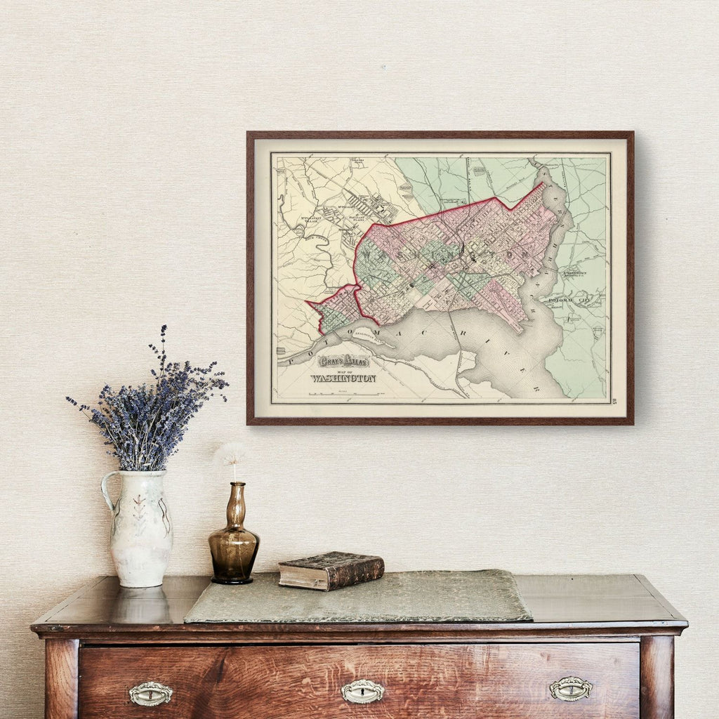 Vintage Map of Washington, DC 1874