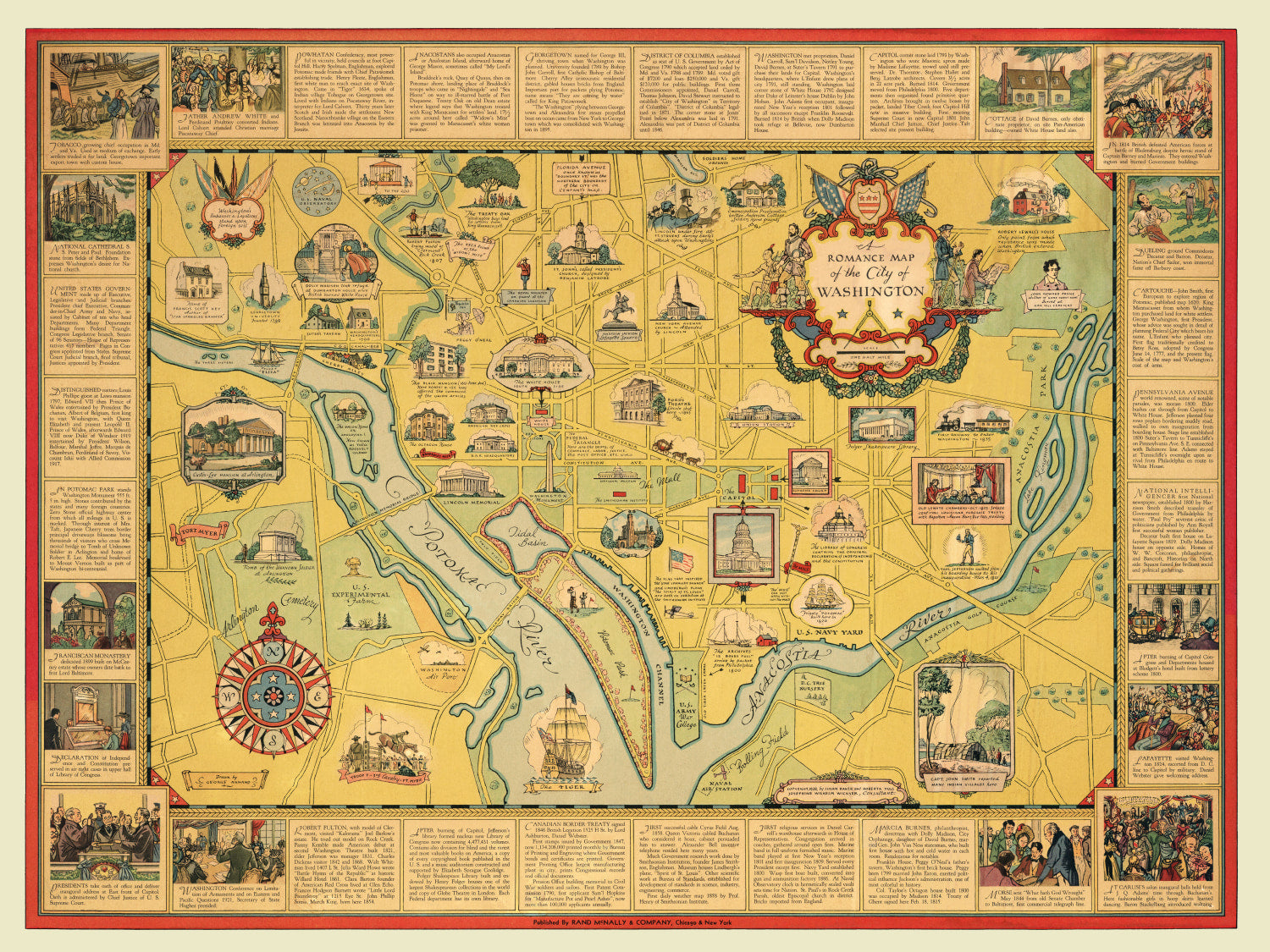 Vintage Map of Washington, DC 1938