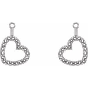 18K Palladium White Gold Right Heart Earring Jacket Mounting – image 2