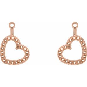 14K Rose Gold Left Heart Earring Jacket Mounting – image 2