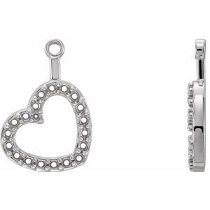 14K White Gold Left Heart Earring Jacket Mounting