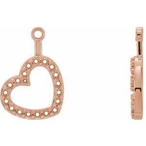 14K Rose Gold Left Heart Earring Jacket Mounting