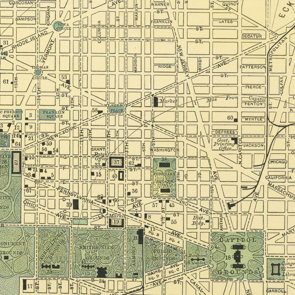 Vintage Map of Washington, DC 1891