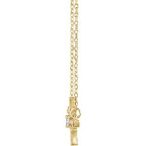 14K Yellow Gold 1/10 CTW Lab-Grown Diamond Sideways Cross 16-18" Necklace