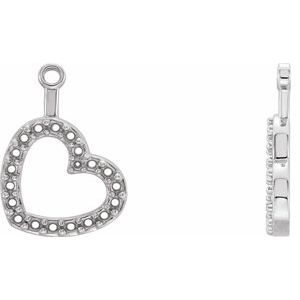 14K White Gold Right Heart Earring Jacket Mounting