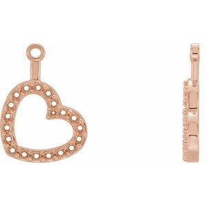 14K Rose Gold Right Heart Earring Jacket Mounting