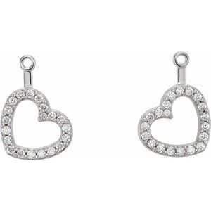 14K White Gold 1/5 CTW Natural Diamond Heart Earring Jackets – image 2