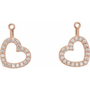 14K Rose Gold 1/5 CTW Natural Diamond Heart Earring Jackets – image 2