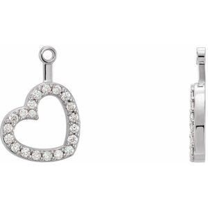 14K White Gold 1/5 CTW Natural Diamond Heart Earring Jackets