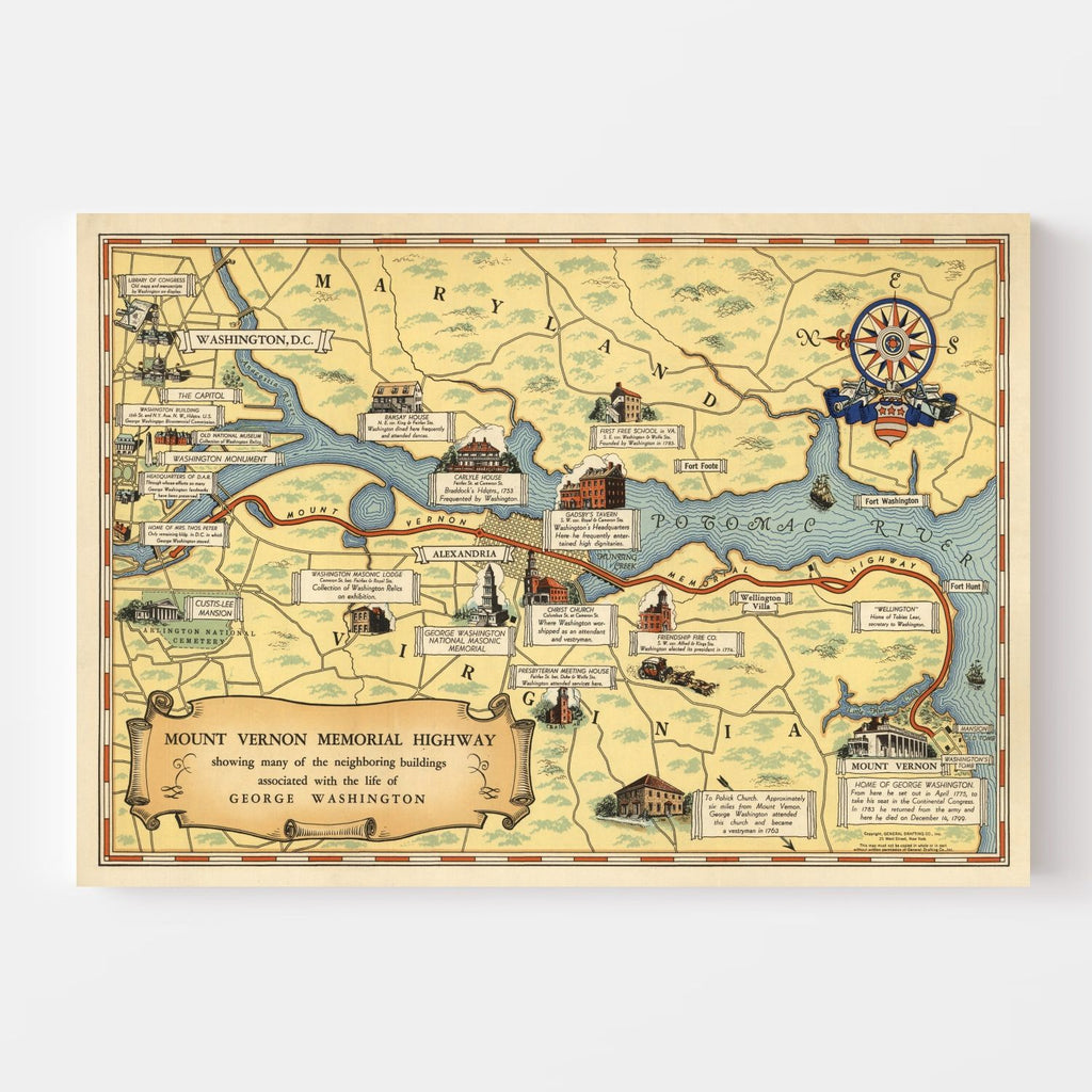 Vintage Map of Washington, DC 1932