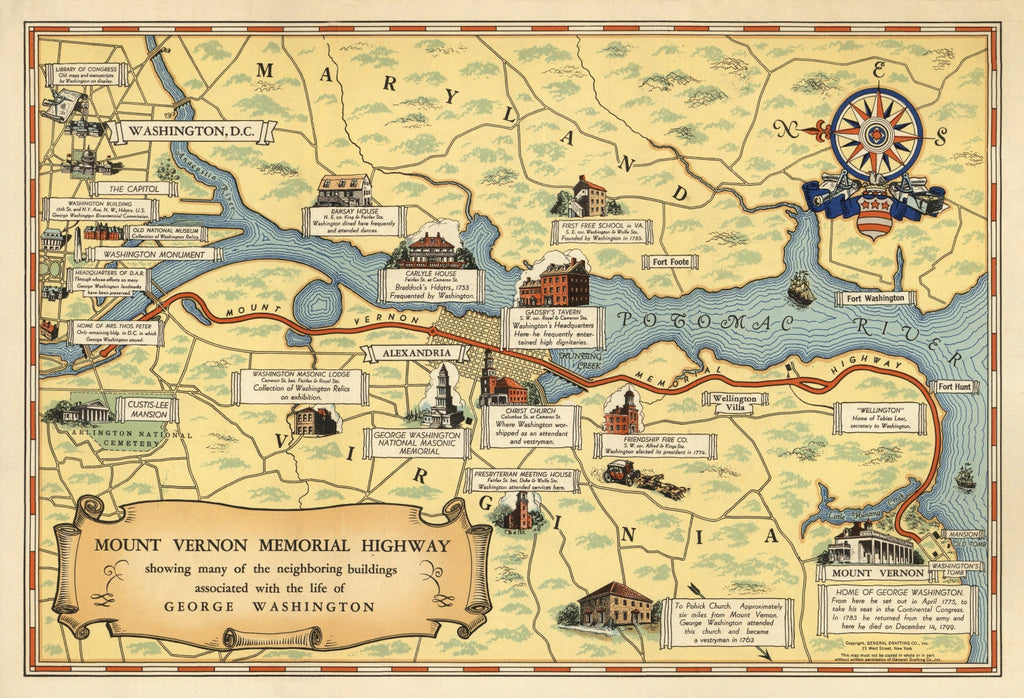Vintage Map of Washington, DC 1932