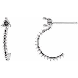 Platinum 3 mm Round Accented J-Hoop Earring Mounting