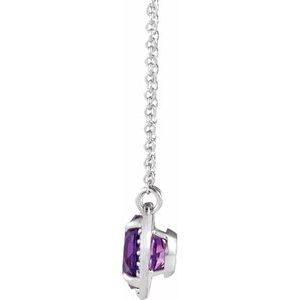 14K White Gold 10 mm Natural Amethyst & .07 CTW Natural Diamond 16" Necklace