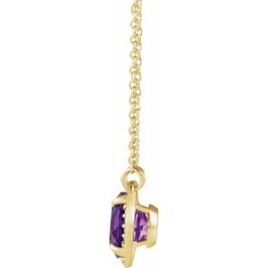 14K Yellow Gold 8 mm Natural Amethyst & .05 CTW Natural Diamond 16" Necklace