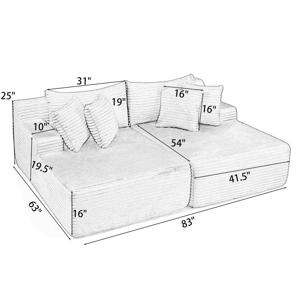 Two-seater lazy sofa lounge chair,Compressed sofa no assembly required, made of velvet fabric, fluffy modern lounge chair, used for indoor living rooms and bedrooms-Beige
