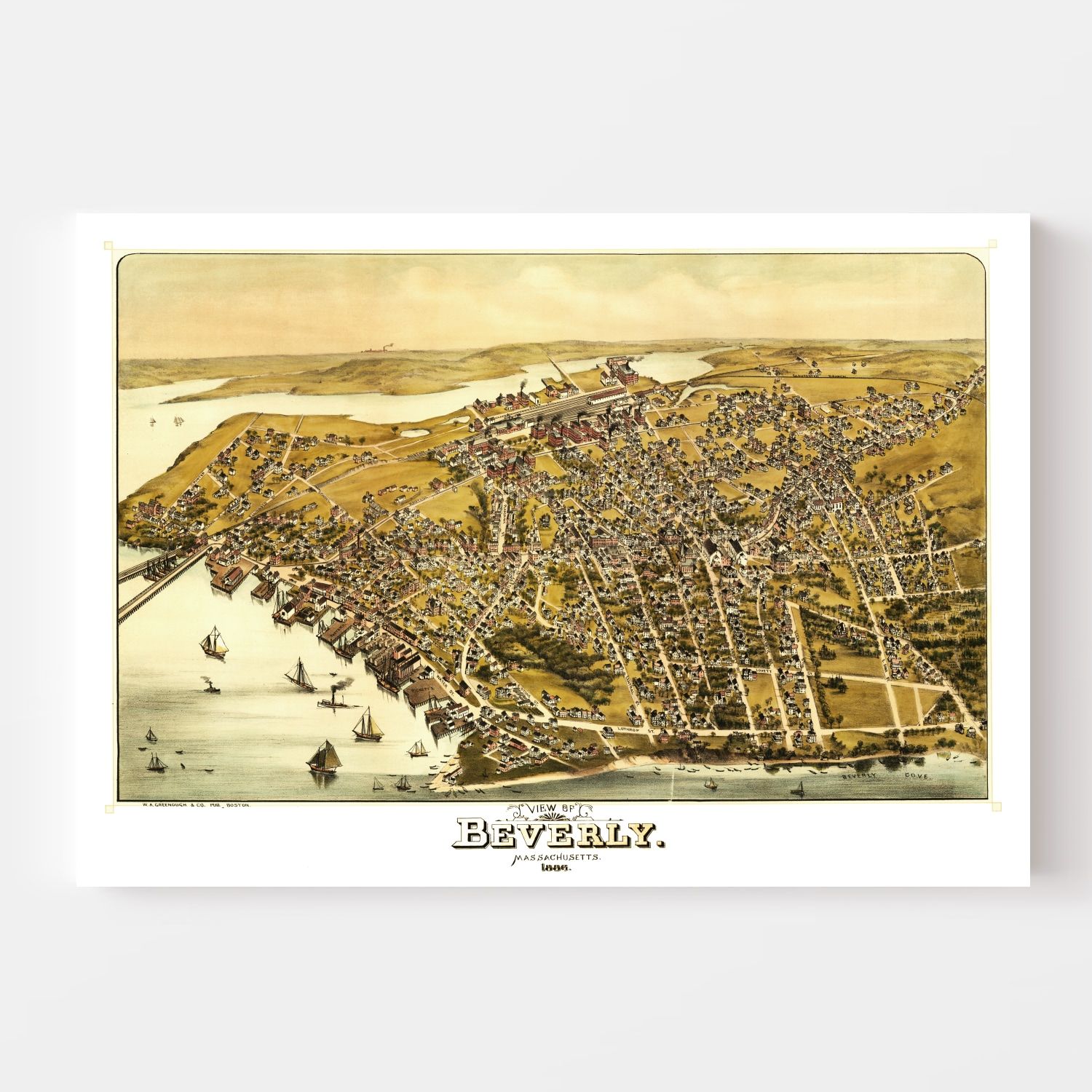 Vintage Map of Beverly, Massachusetts 1886