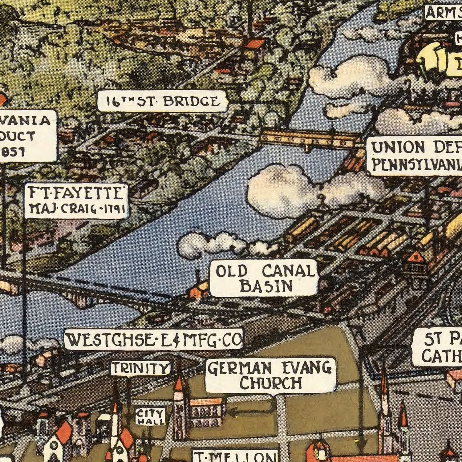 Vintage Map of Pittsburgh, Pennsylvania 1939