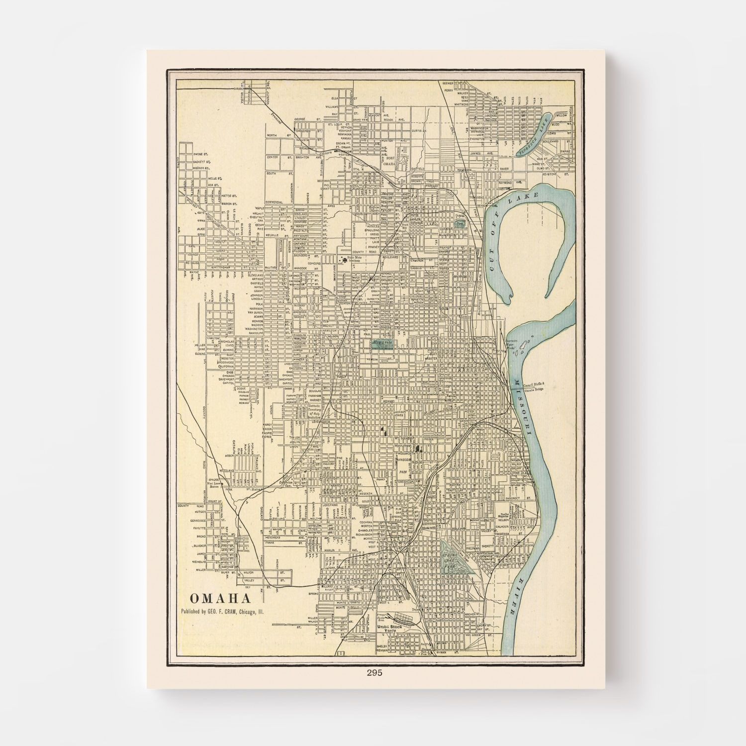 Vintage Map of Omaha, Nebraska 1901