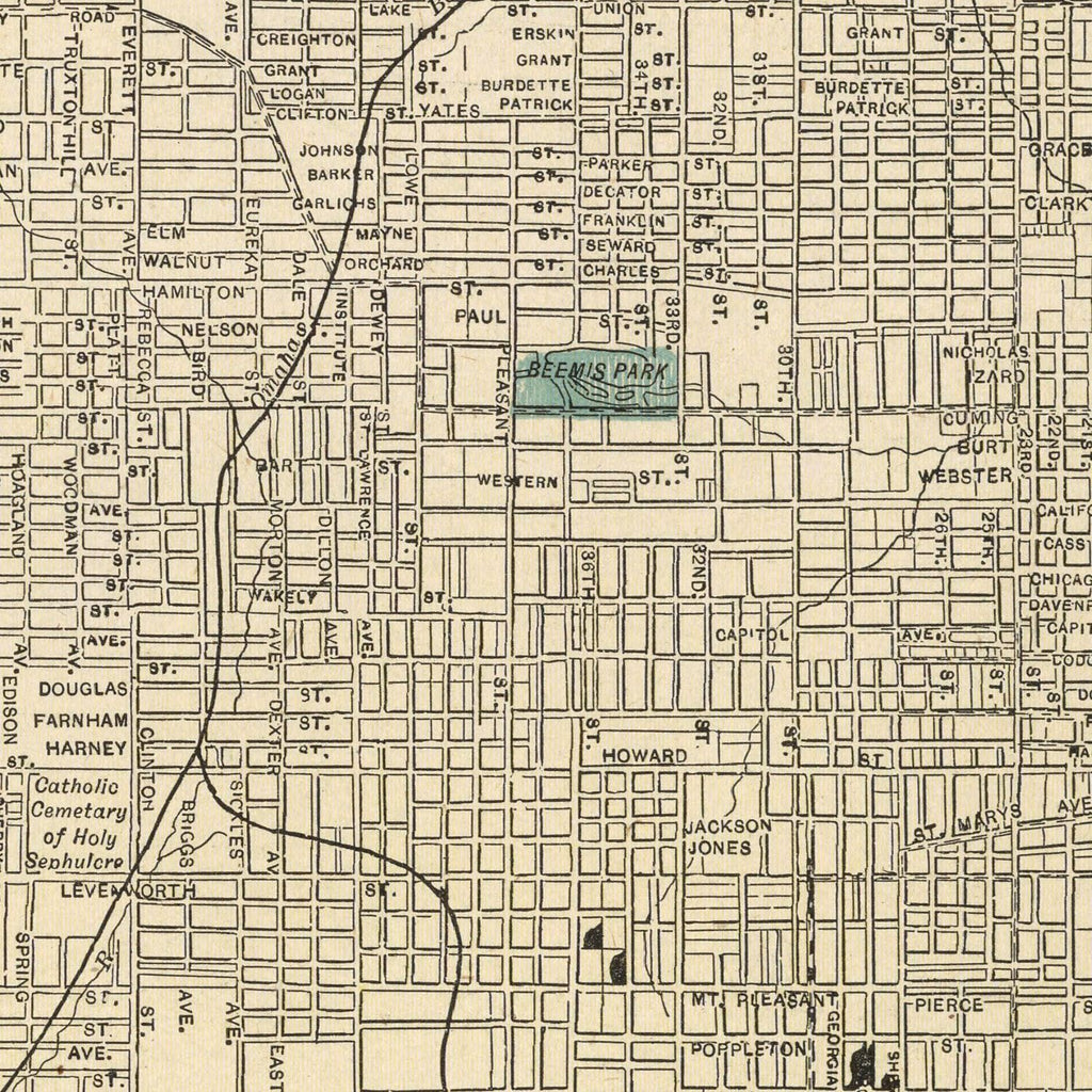 Vintage Map of Omaha, Nebraska 1901