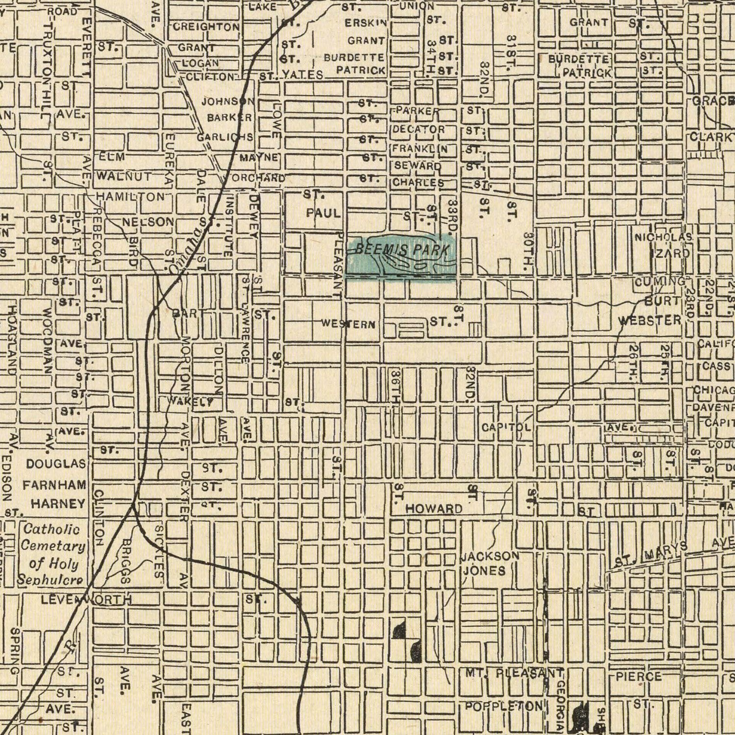 Vintage Map of Omaha, Nebraska 1901