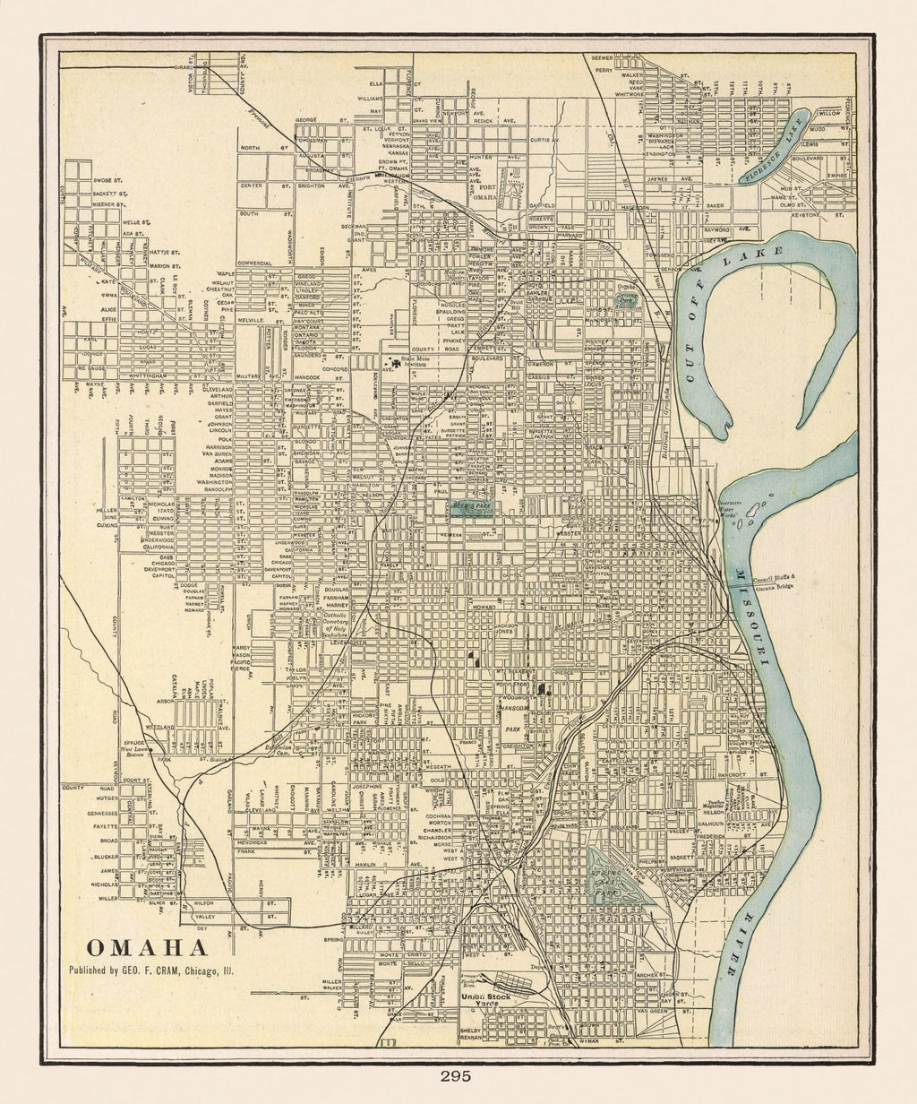 Vintage Map of Omaha, Nebraska 1901
