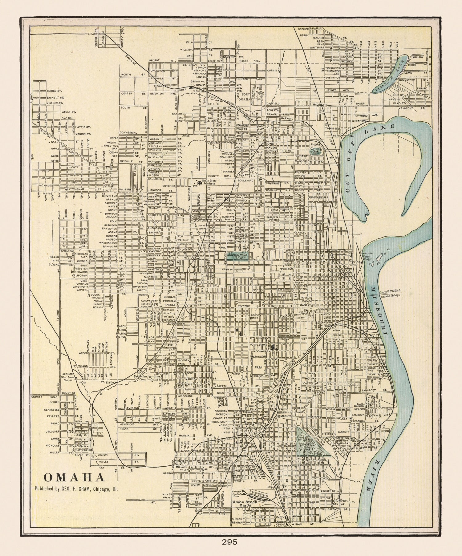 Vintage Map of Omaha, Nebraska 1901