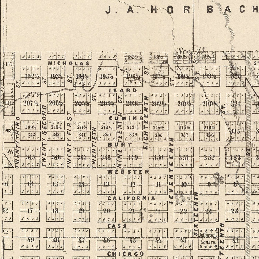 Vintage Map of Omaha, Nebraska 1866