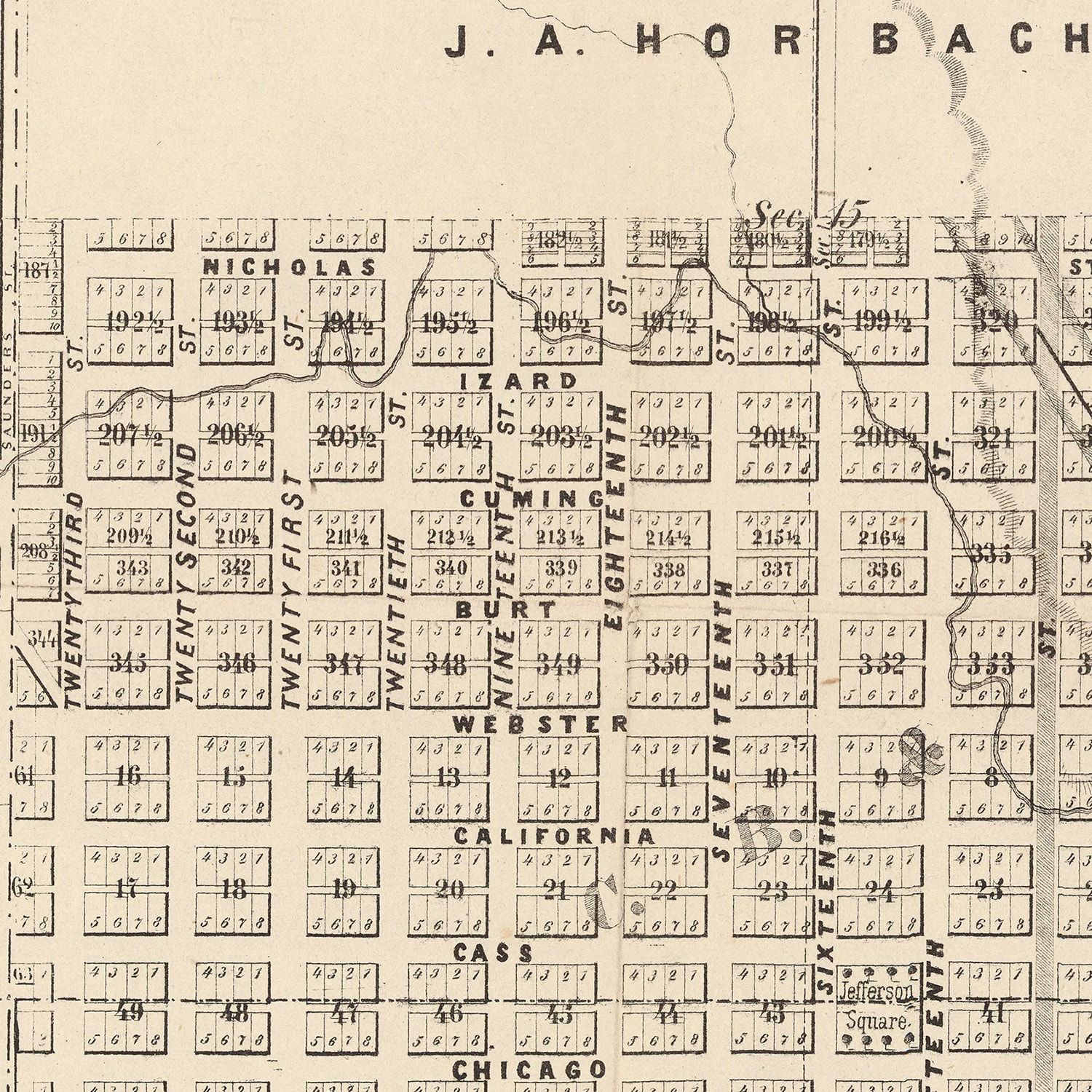 Vintage Map of Omaha, Nebraska 1866