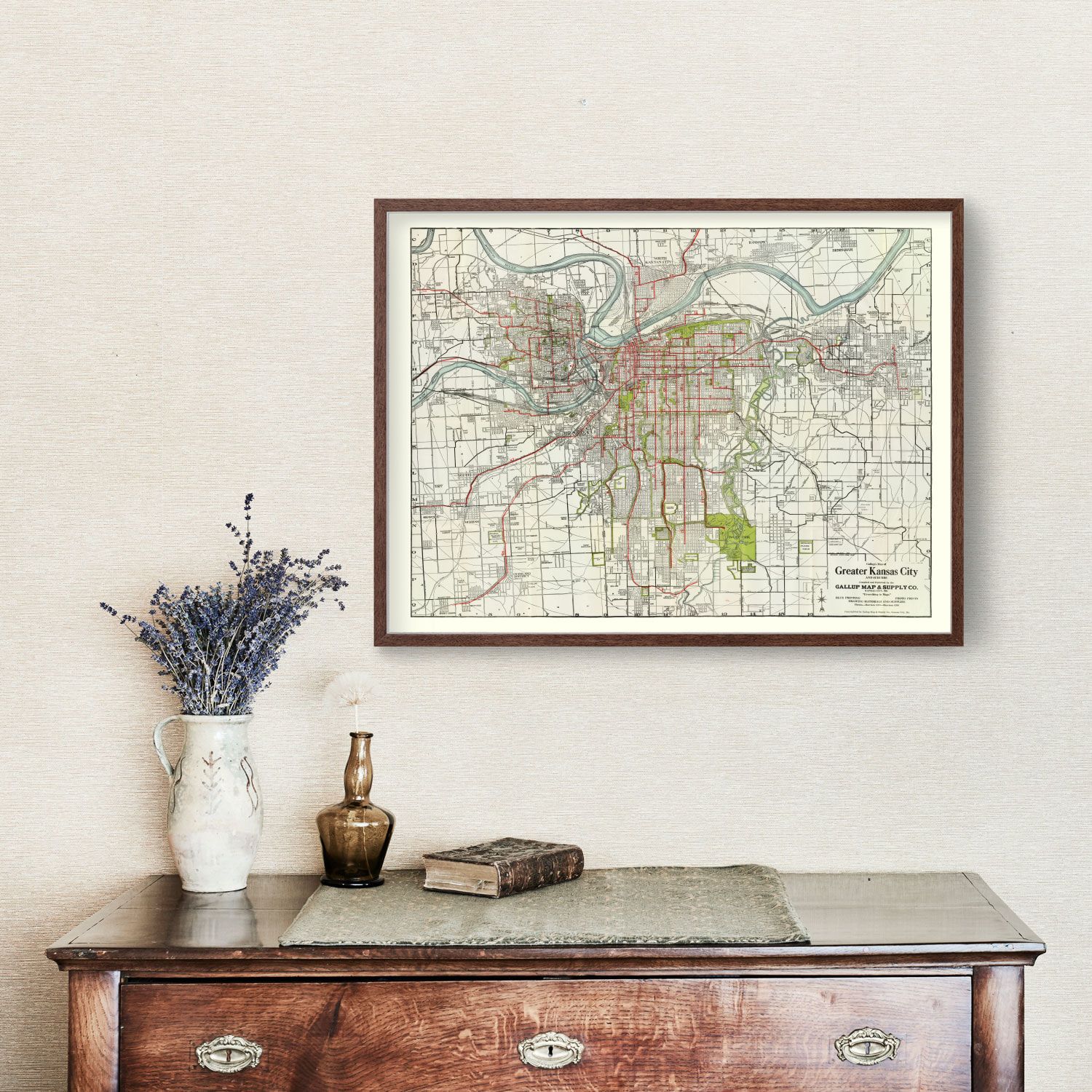 Vintage Map of Kansas City, Kansas 1920