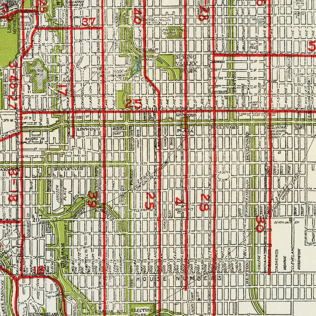 Vintage Map of Kansas City, Kansas 1920