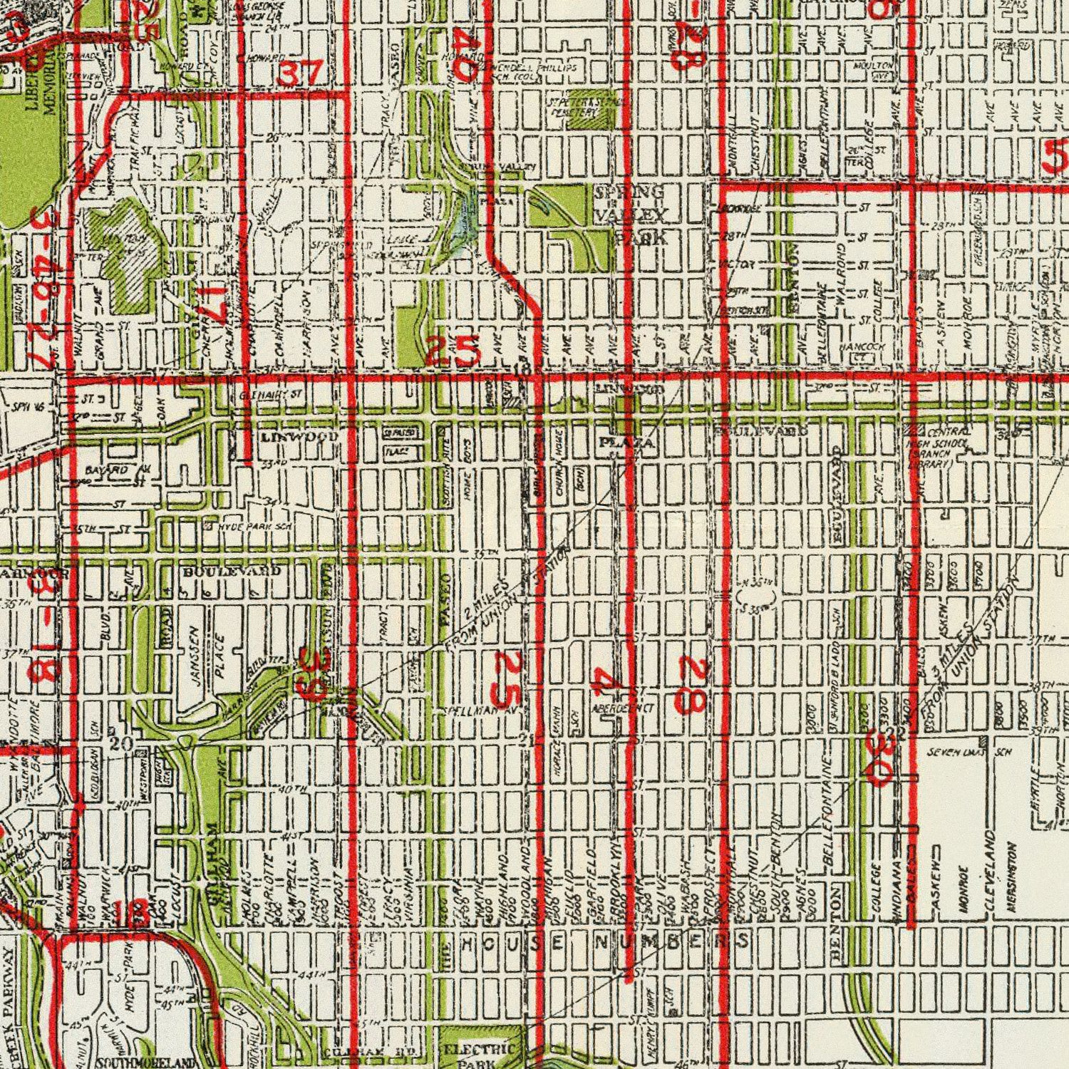 Vintage Map of Kansas City, Kansas 1920