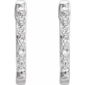 14K White Gold 1/5 CTW Natural Diamond Hinged 15.25 mm Hoop Earrings – image 2
