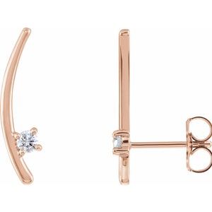 14K Rose Gold 1/8 CTW Natural Diamond Ear Climbers