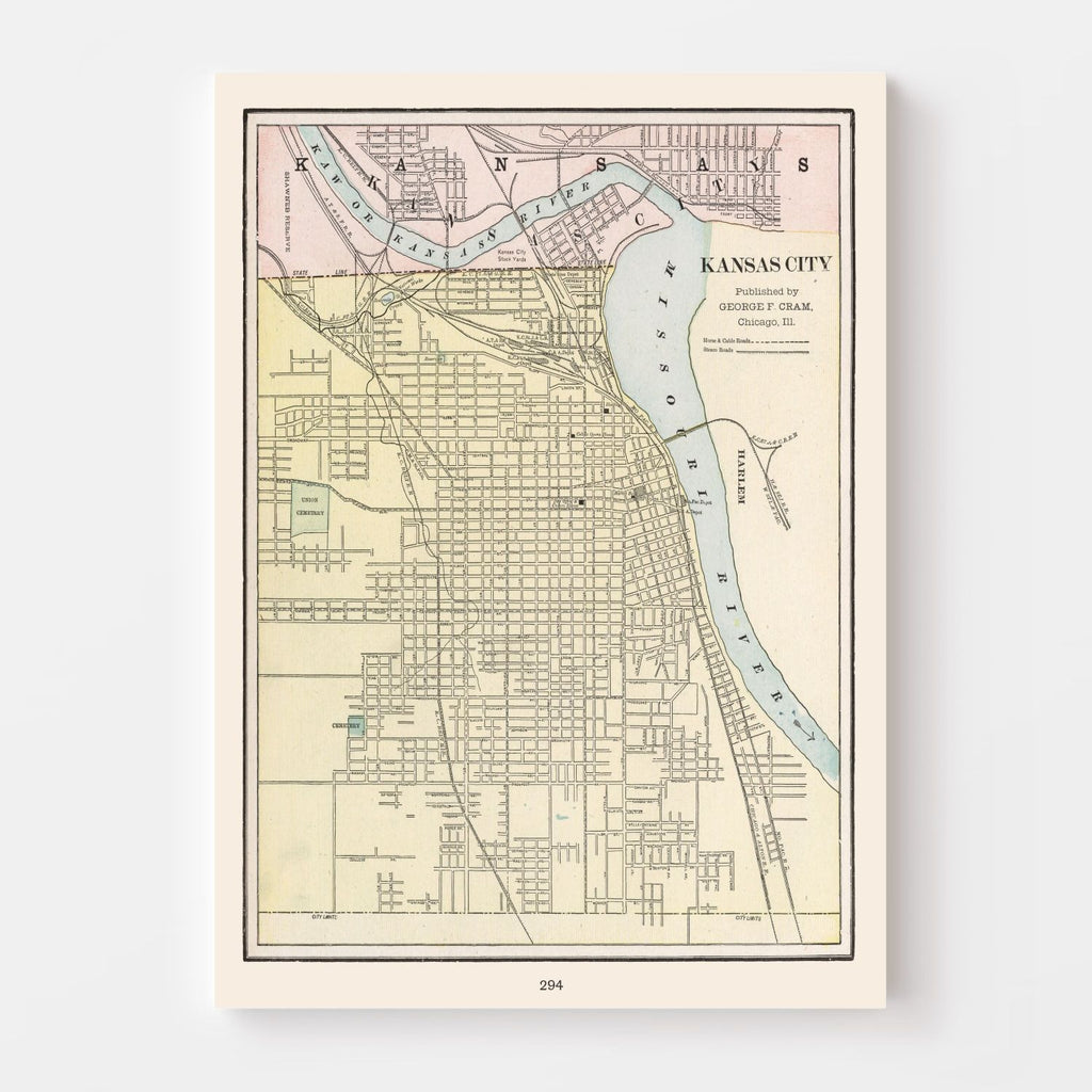 Vintage Map of Kansas City, Kansas 1901