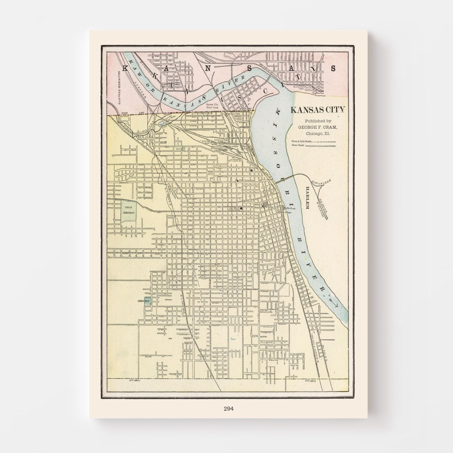 Vintage Map of Kansas City, Kansas 1901