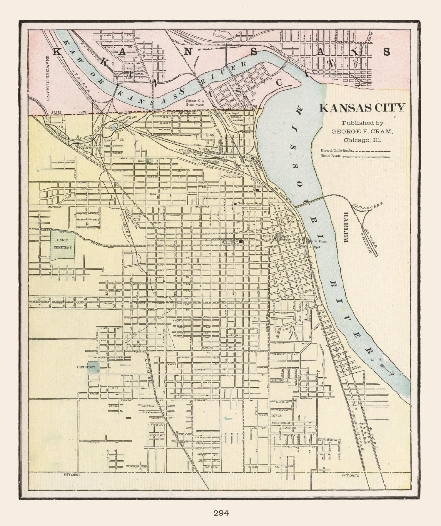Vintage Map of Kansas City, Kansas 1901